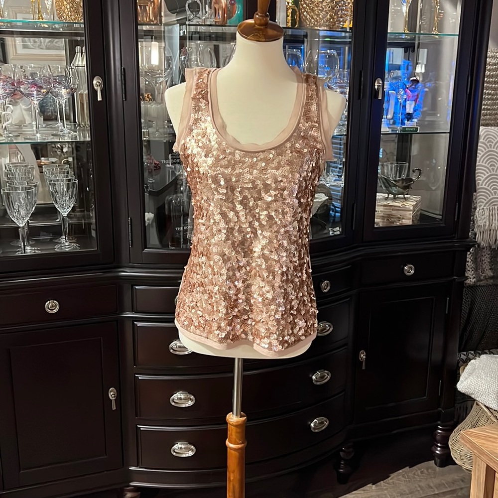 LOFT Medium petite rose gold/taupe tank top